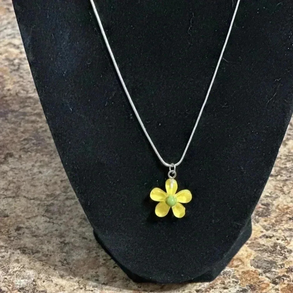 Yellow Gold Clover Charm Stainless Steel Chain Necklace New No Tags